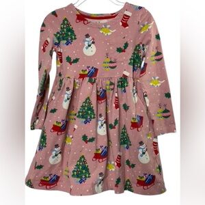 Mini Boden Pink Holiday Print Dress